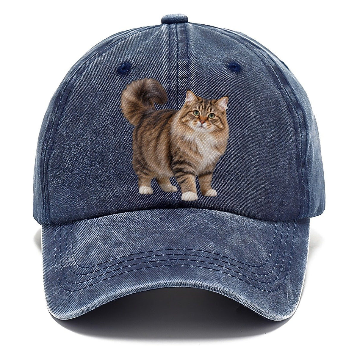 Siberian Standing Three Quarter Realistic Cat Portrait Classic Cap – Twilight Navy