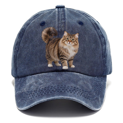 Siberian Standing Three Quarter Realistic Cat Portrait Classic Cap – Twilight Navy