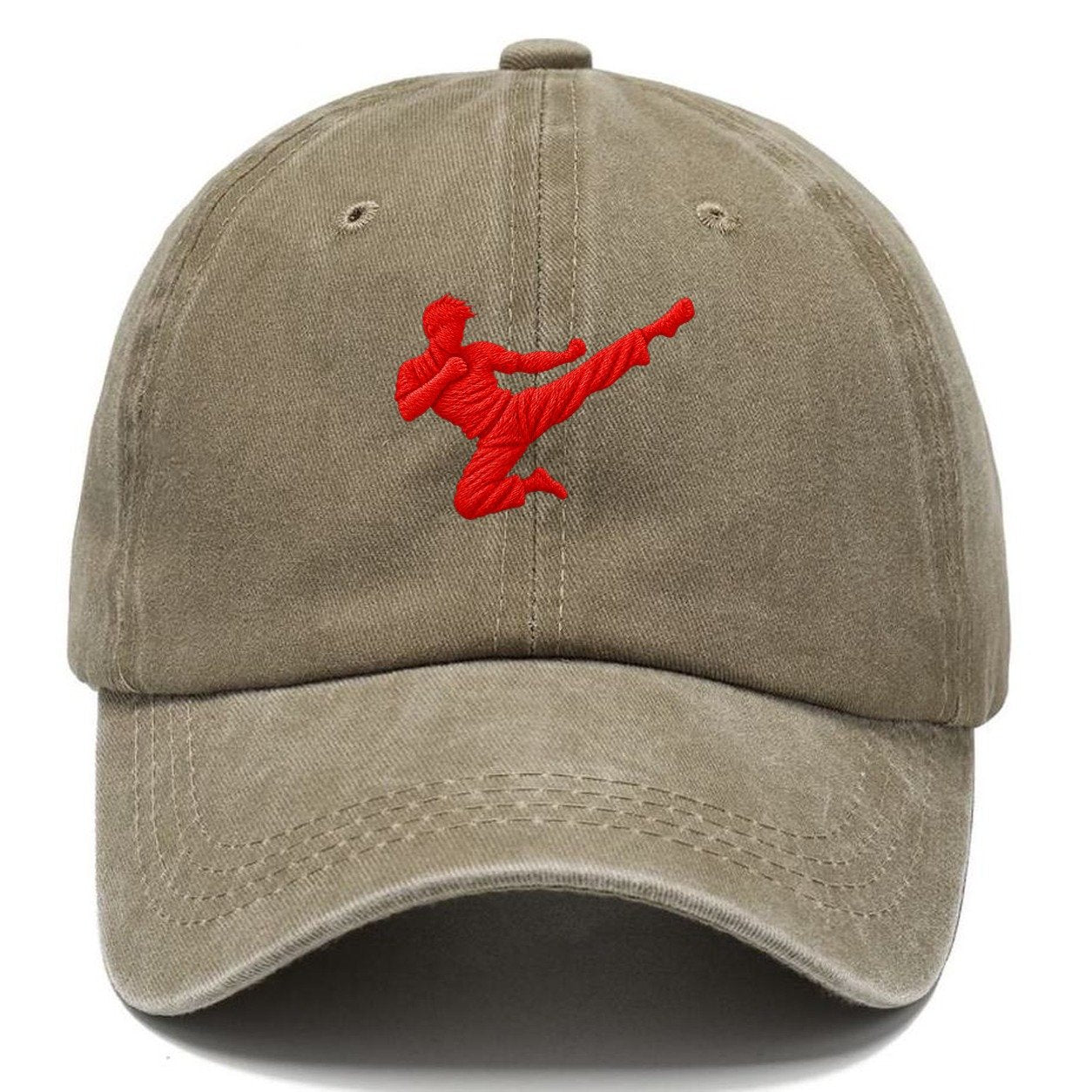 Martial Artist Flying Side Kick Micro Motion Mark Classic Cap – Warm Sand