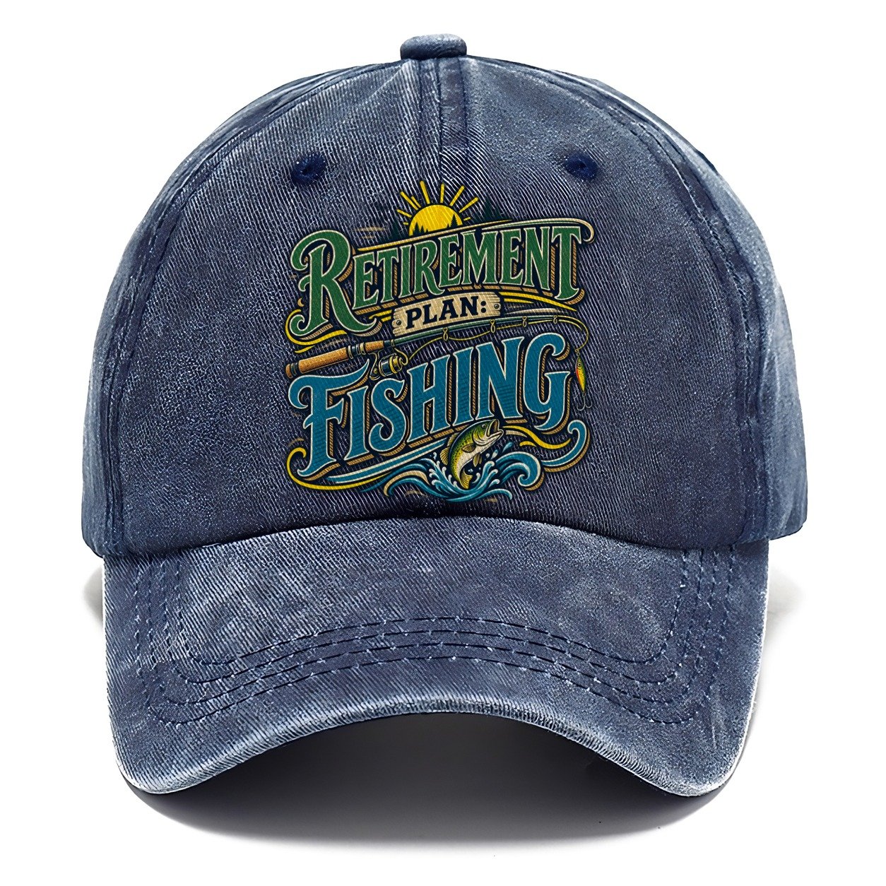 Retirement Plan Fishing Retired Living Classic Cap – Twilight Navy