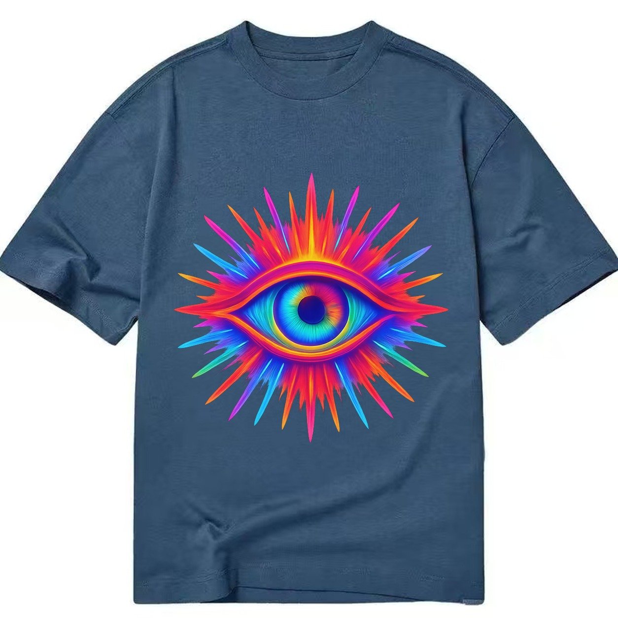Rainbow Third Eye Prismatic Eye Radiating Spectrum Colors Re Classic T-shirt – Twilight Navy