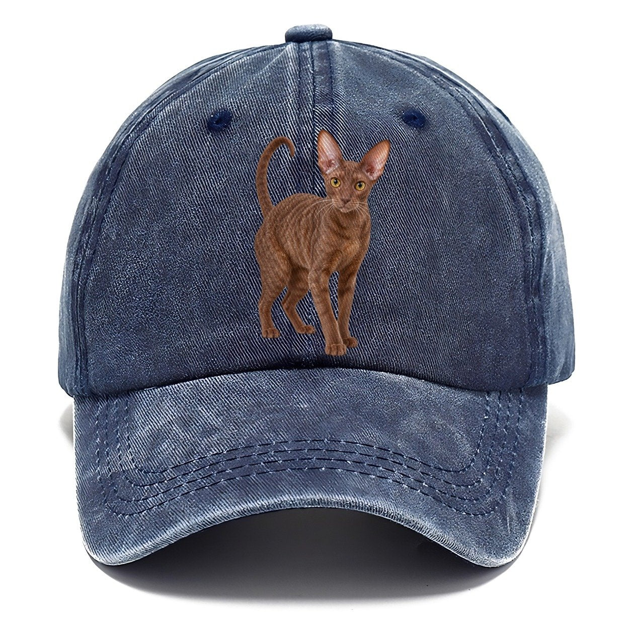Cornish Rex Standing Three Quarter Realistic Cat Portrait Classic Cap – Twilight Navy