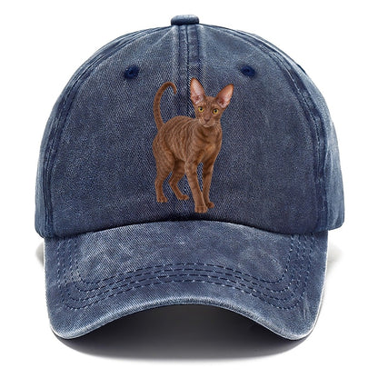 Cornish Rex Standing Three Quarter Realistic Cat Portrait Classic Cap – Twilight Navy