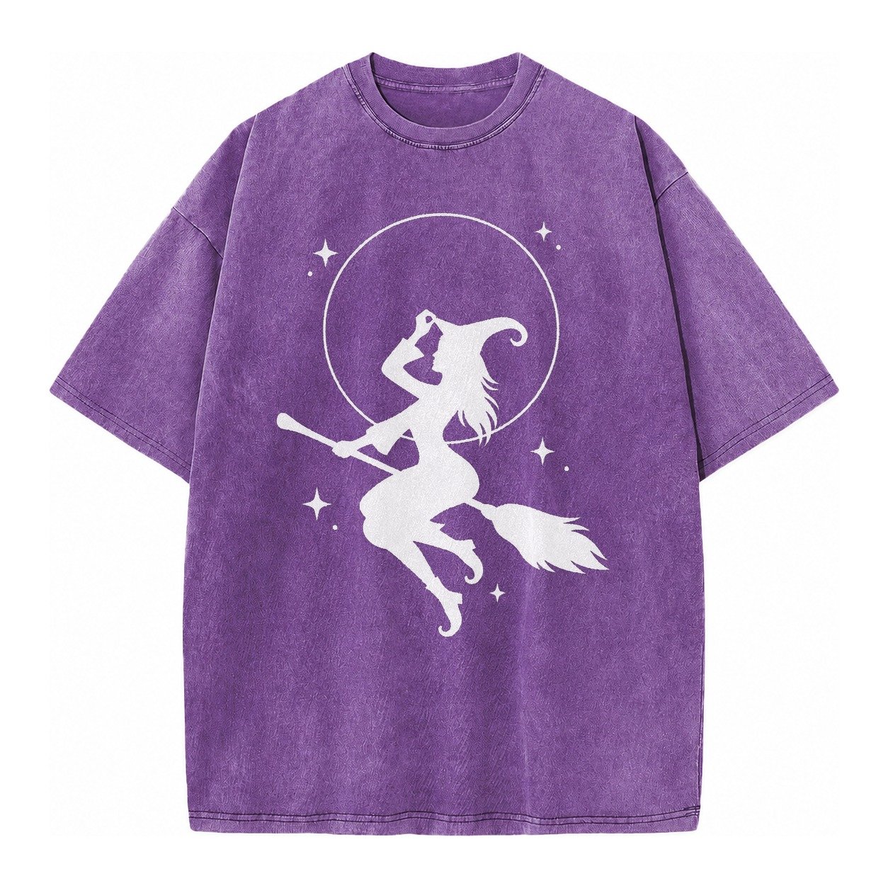 Witch On Broom Vintage T-shirt – Purple