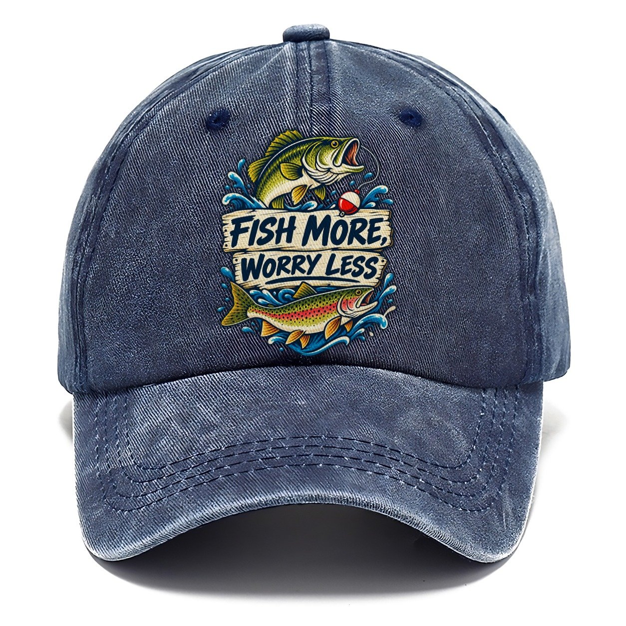 Fish More Worry Less Fishing Elegant Classic Cap – Twilight Navy
