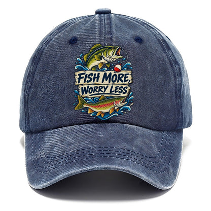 Fish More Worry Less Fishing Elegant Classic Cap – Twilight Navy