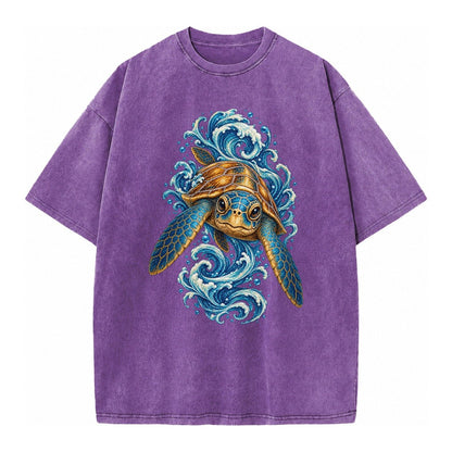 Ornate Sea Turtle Vintage T-shirt – Purple