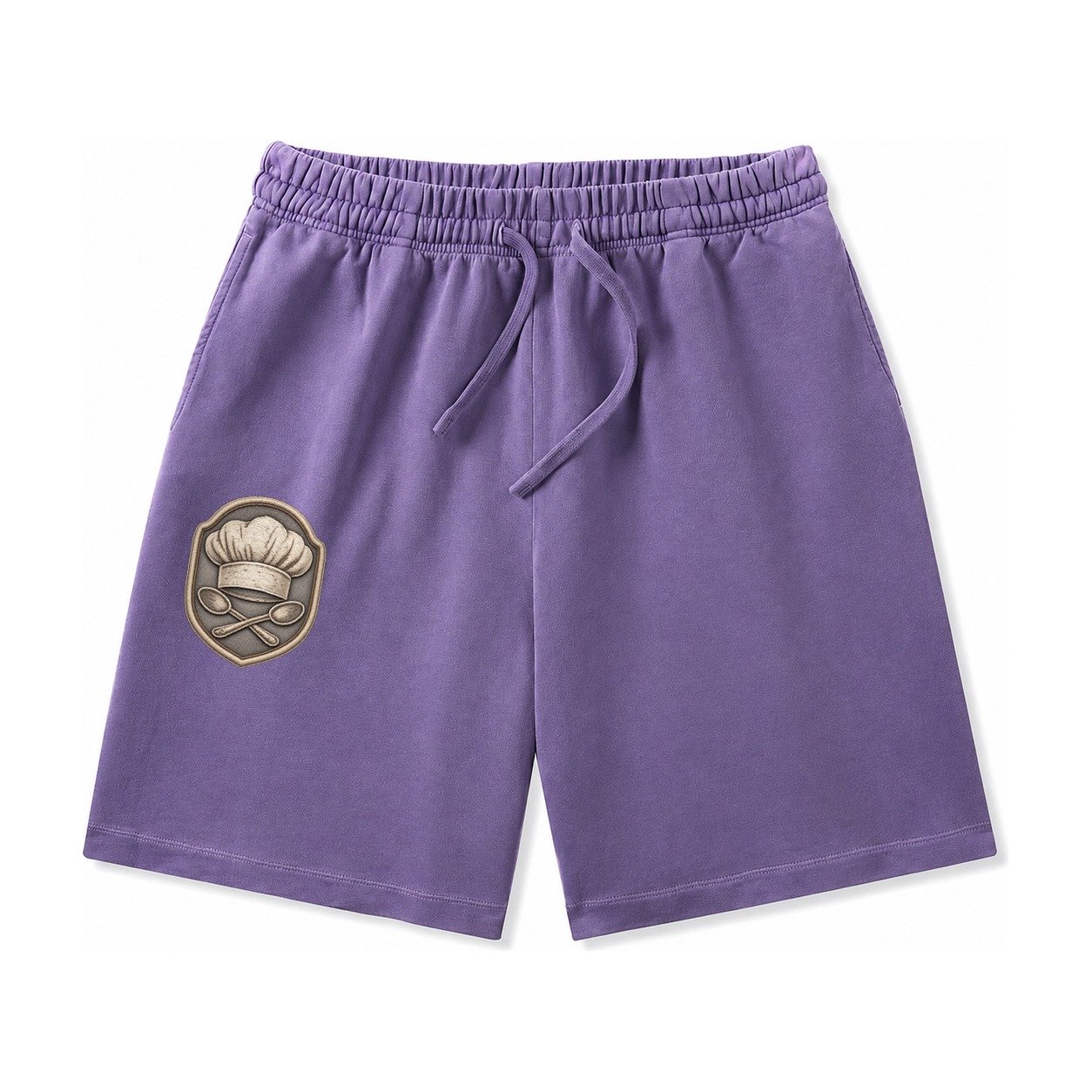 Cooking Chef Hat Toque Blanche With Crossed Spoons In Washed Shorts – Purple