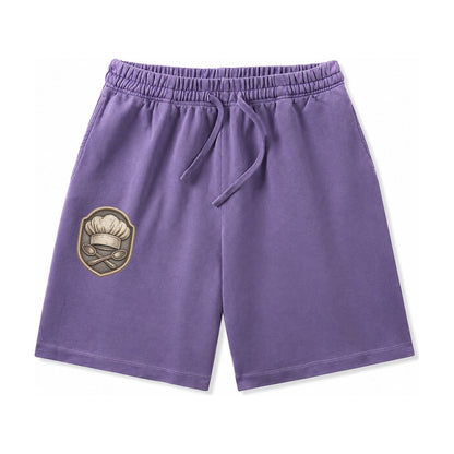Cooking Chef Hat Toque Blanche With Crossed Spoons In Washed Shorts – Purple