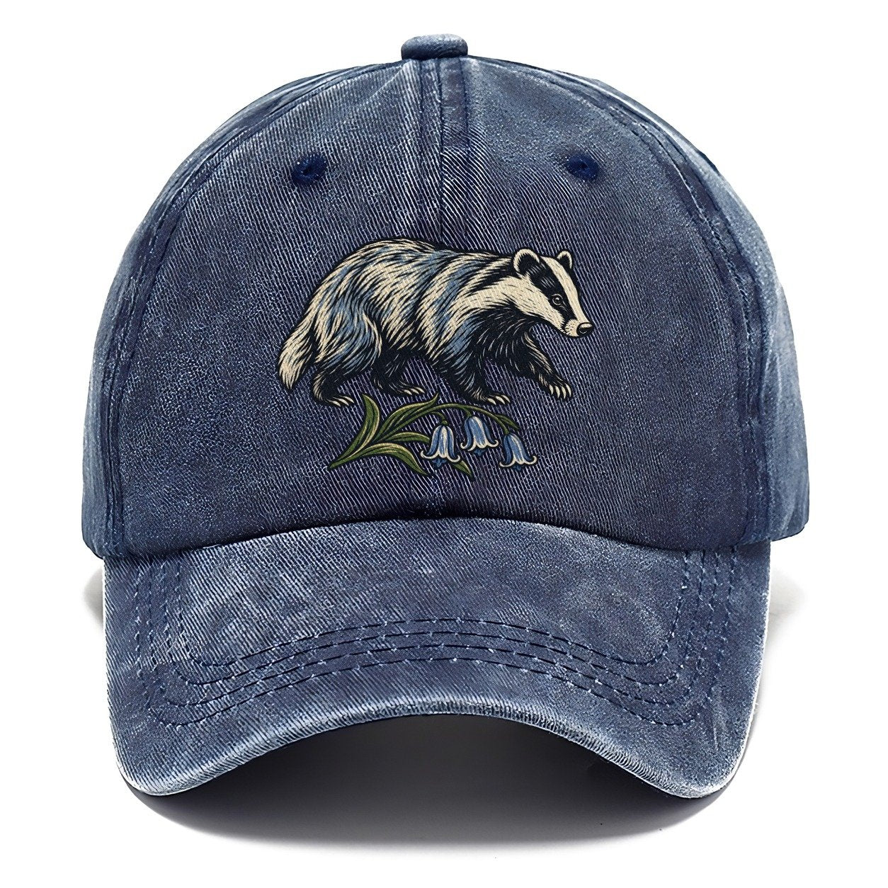 British Badger With Bluebell Sprig Uk Culture Heritage Classic Cap – Twilight Navy