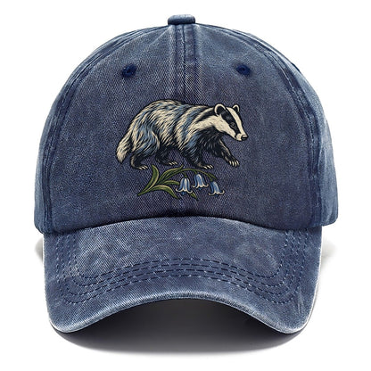 British Badger With Bluebell Sprig Uk Culture Heritage Classic Cap – Twilight Navy