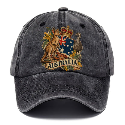 Australia Kangaroo and Emu Crest Classic Cap – Graphite