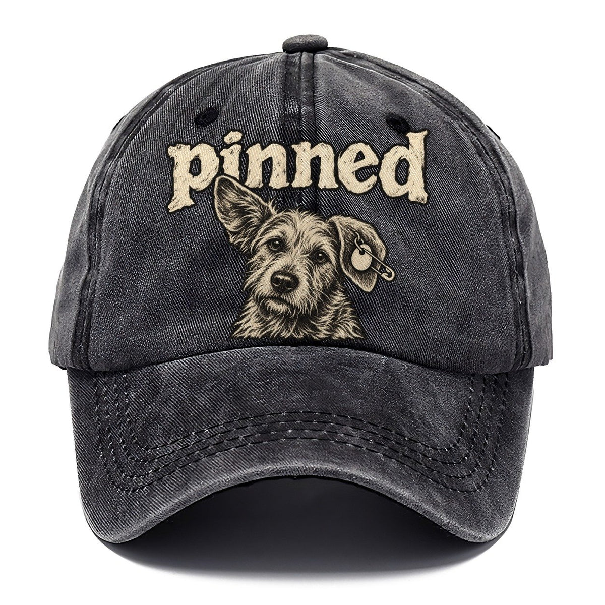 A Scruffy Dog Head With A Safety Pin Through The Ear Tag Bark For Me Classic Cap – Graphite