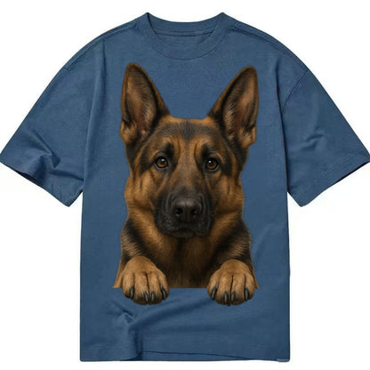 German Shepherd Alert Pointed Ears Intelligent Brown Eyes Bl Classic T-shirt – Twilight Navy