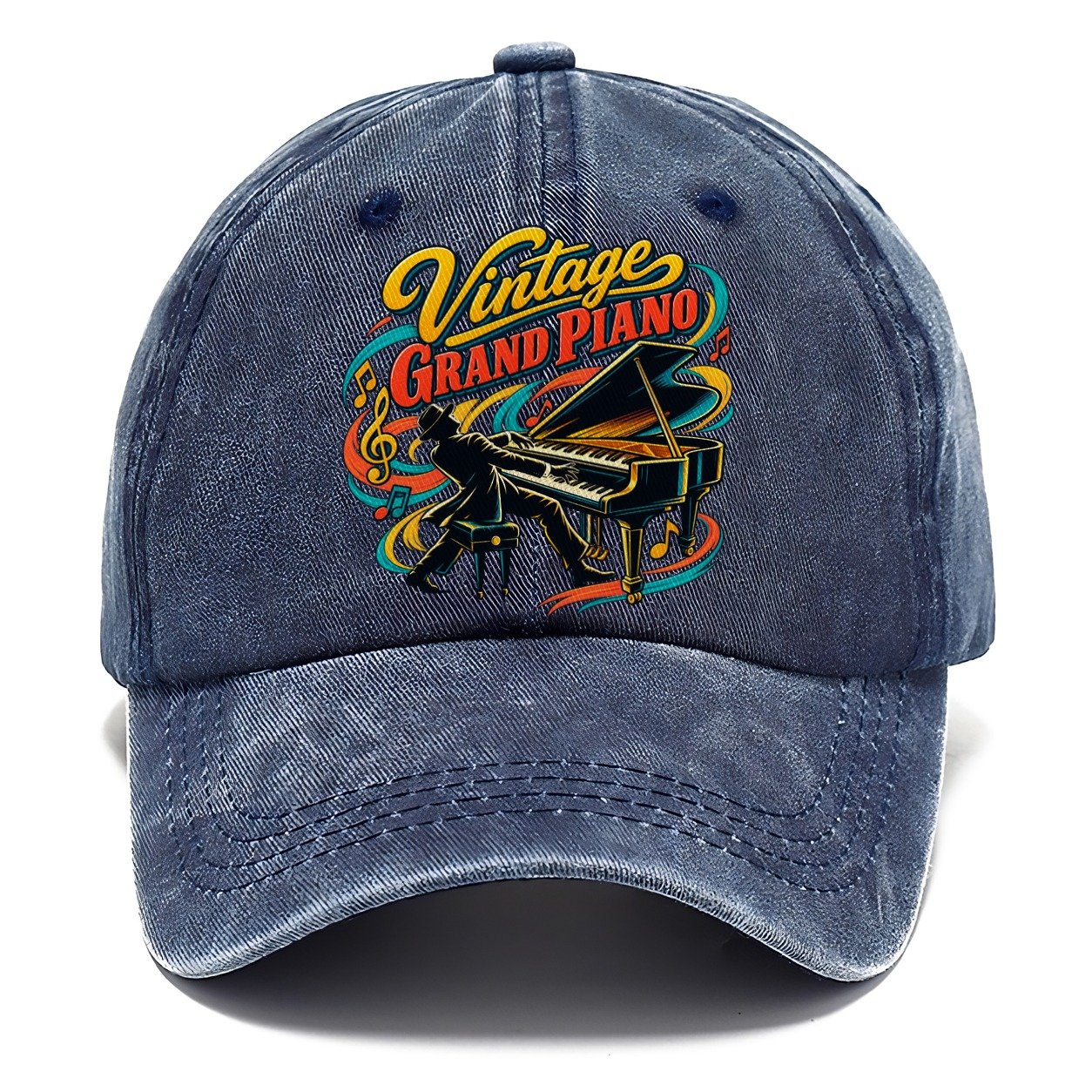Vintage Grand Piano Music Instruments Classic Cap – Twilight Navy