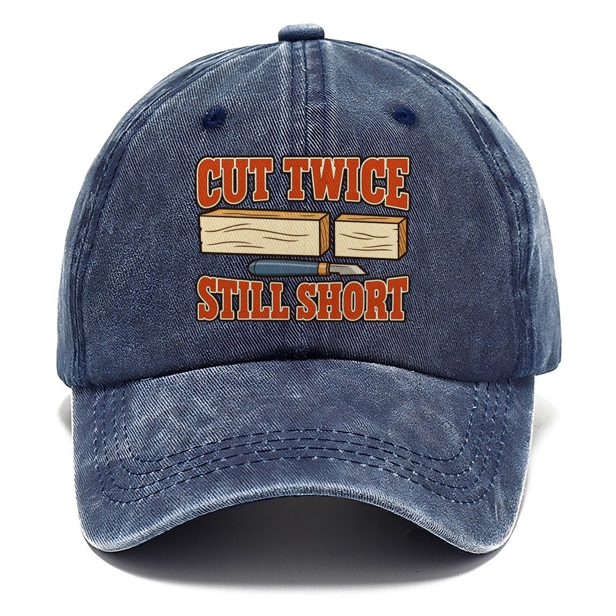 Cut Twice Still Short Woodworking Classic Cap – Twilight Navy