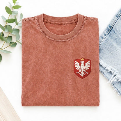 Poland White Eagle Left Chest Vintage T-shirt – Terracotta