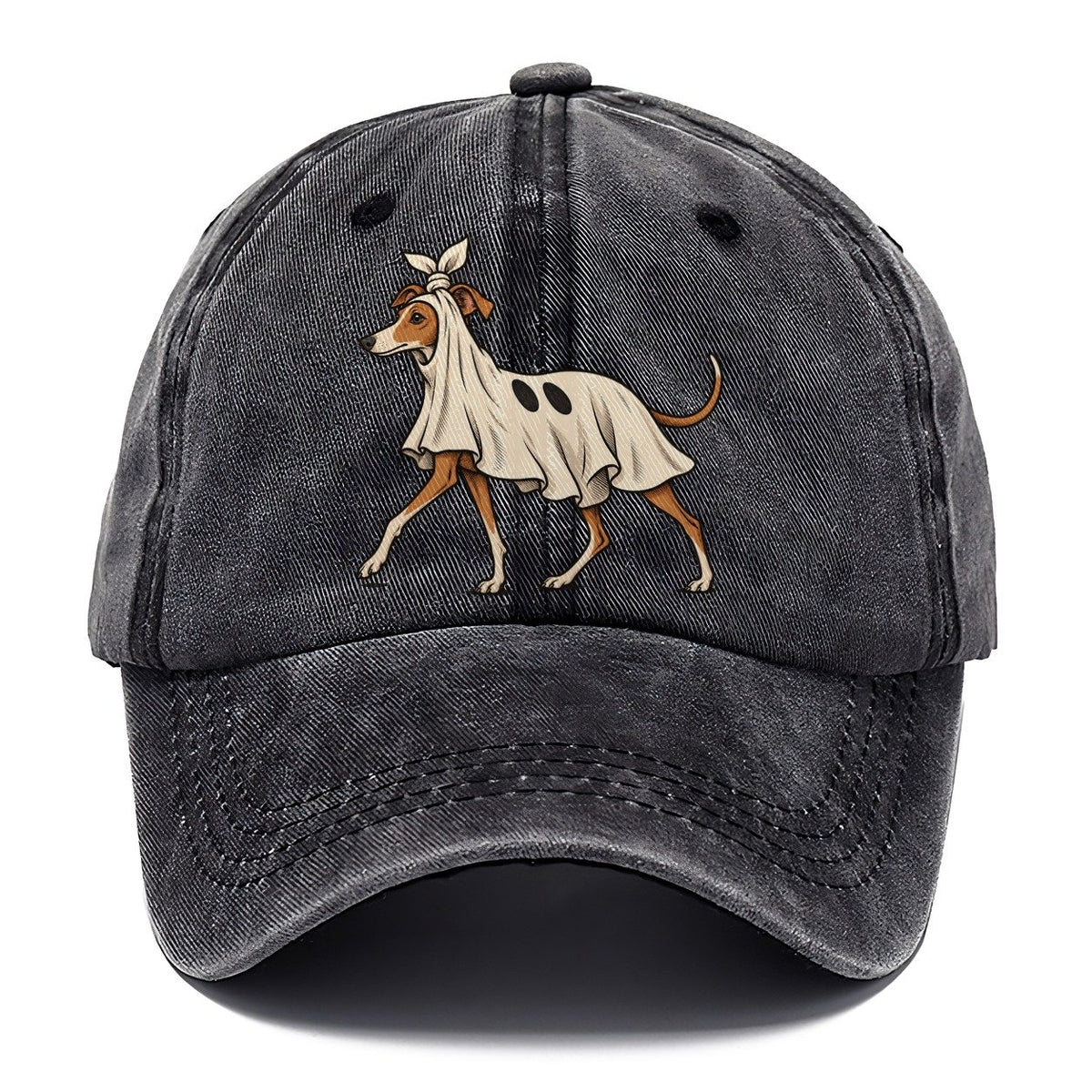 One Italian Greyhound In Halloween Costume Ghost Costume With A Jaunty Knot Tied On Top Halloween Dog Parade Classic Cap – Graphite