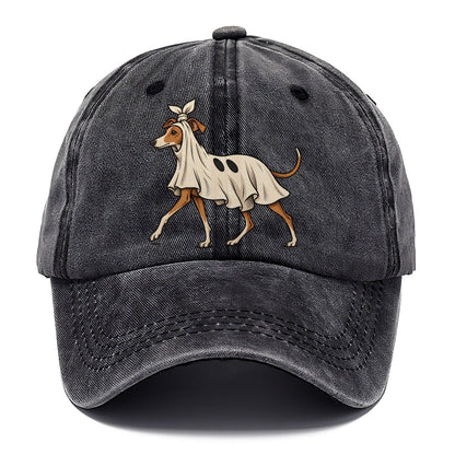 One Italian Greyhound In Halloween Costume Ghost Costume With A Jaunty Knot Tied On Top Halloween Dog Parade Classic Cap – Graphite