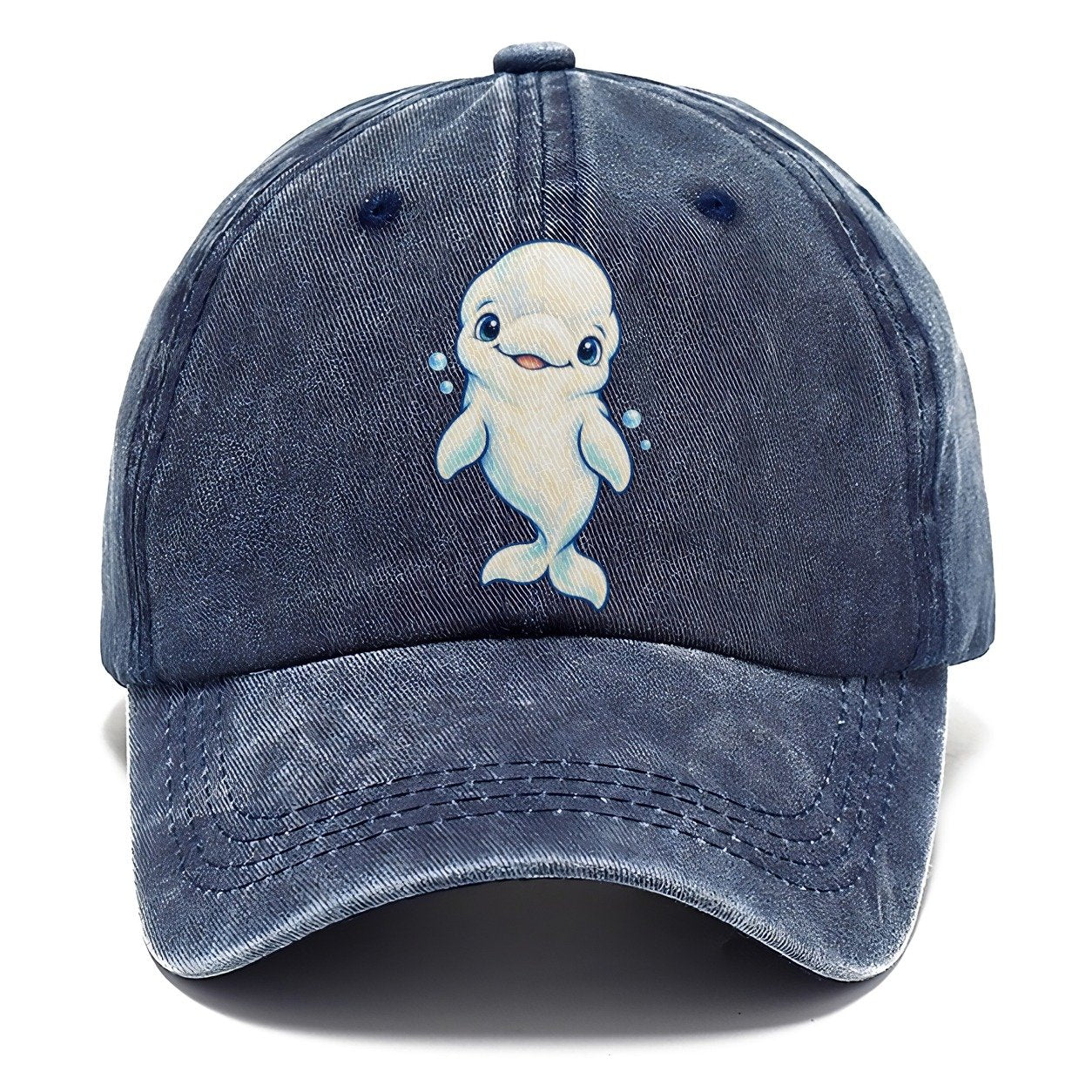 Beluga Whale Front Smile Sea Sprite Classic Cap – Twilight Navy