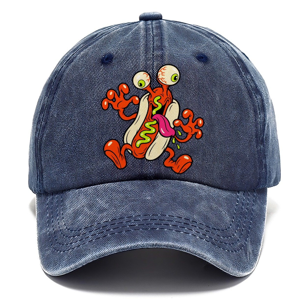 Bug Eyed Hot Dog Crazy Styles Classic Cap – Twilight Navy
