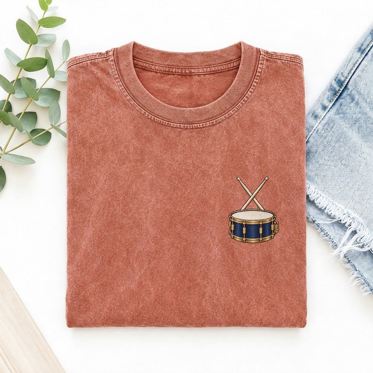 Snare Drum Symbol Emblems Left Chest Vintage T-shirt – Terracotta