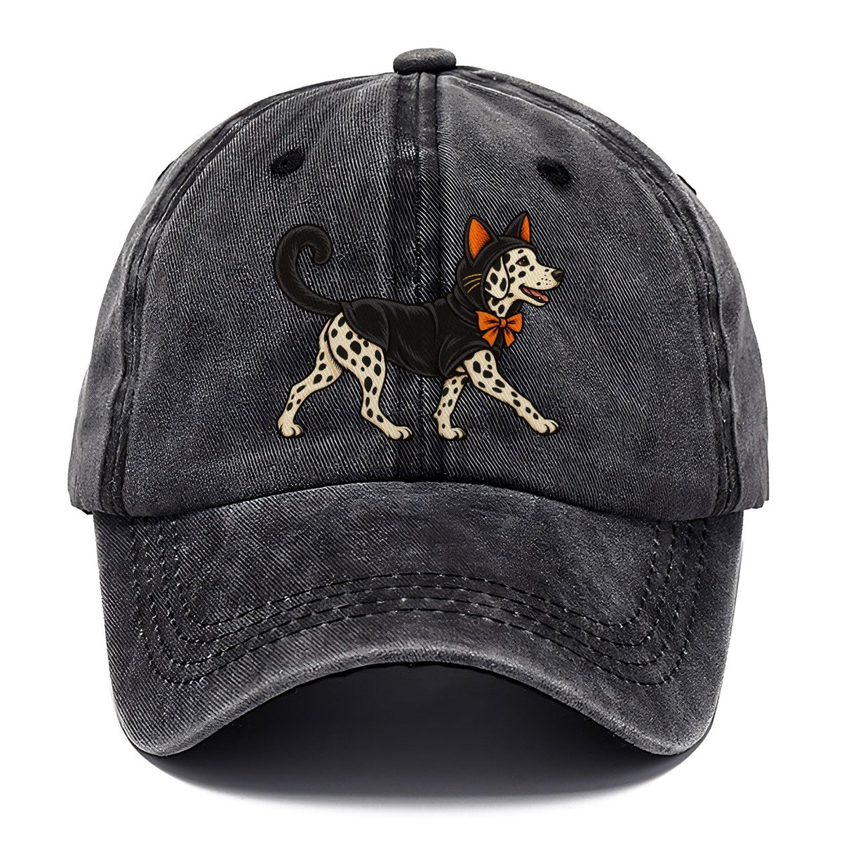 One Dalmatian In Halloween Costume Black Cat Costume With Felt Ears And A Long Curled Tail Halloween Dog Parade Classic Cap – Graphite