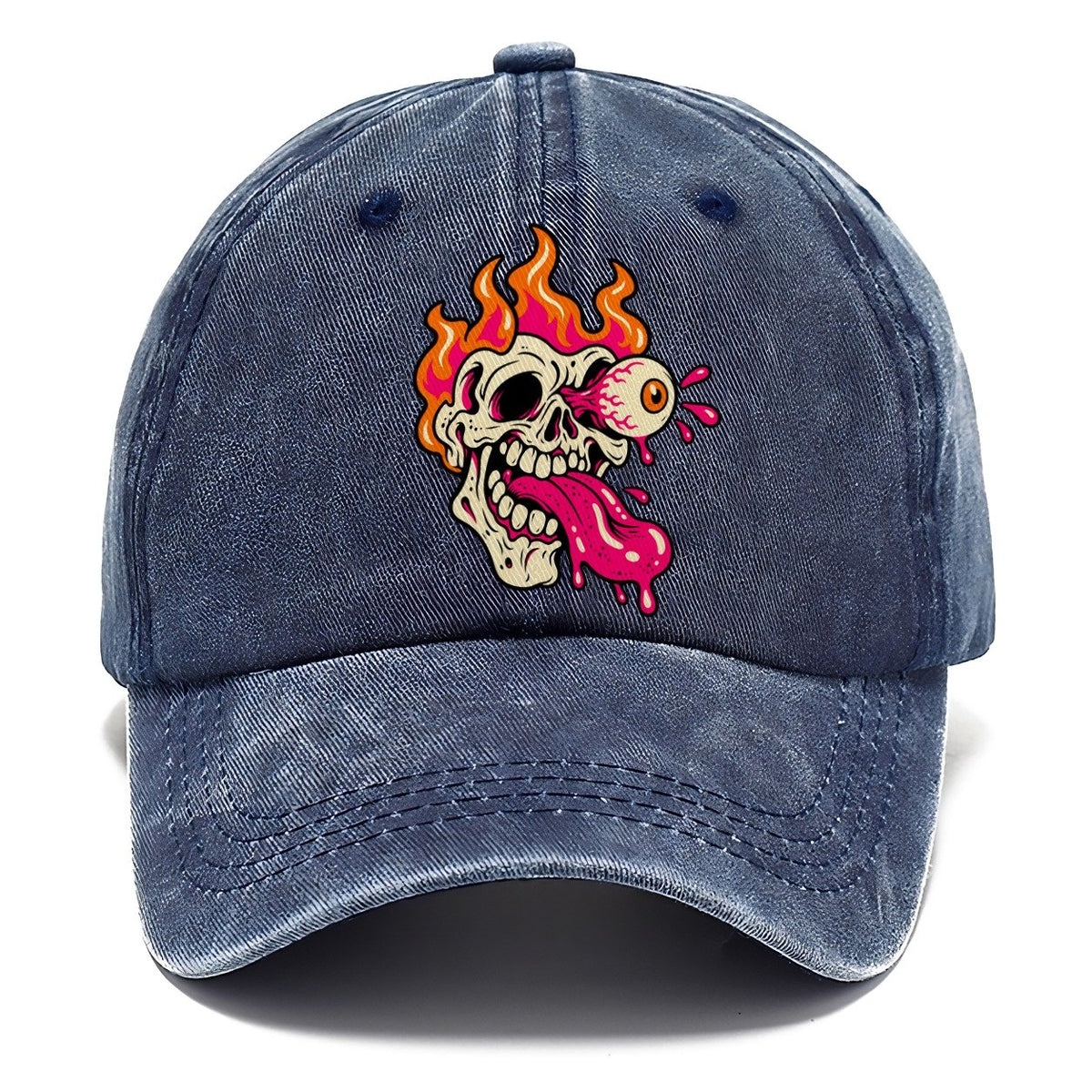 Flame Skull Tongue Crazy Styles Classic Cap – Twilight Navy
