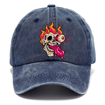 Flame Skull Tongue Crazy Styles Classic Cap – Twilight Navy