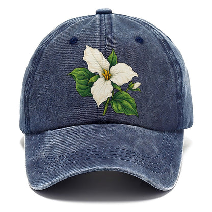 Ontario White Trillium Bloom Canada Cultural Icons Classic Cap – Twilight Navy