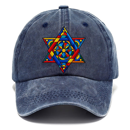 Star Of David Geometric Bauhaus Judaism Heritage Classic Cap – Twilight Navy