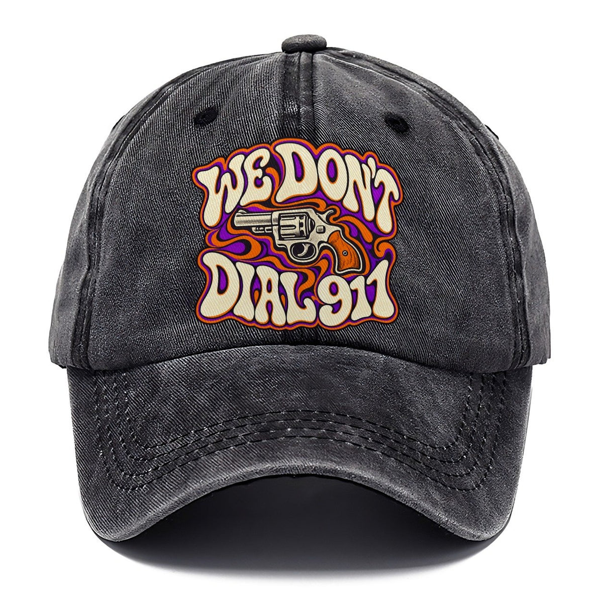 Psychedelic Frontier We Don't Dial 911 Classic Cap – Graphite