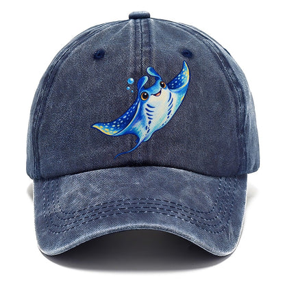 Manta Ray Upward Glide Sea Sprite Classic Cap – Twilight Navy