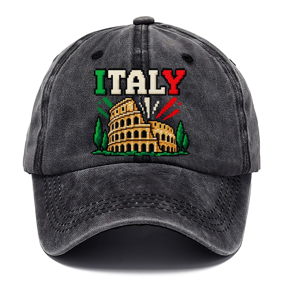 Italy Retro Pixel Badge Classic Cap – Graphite