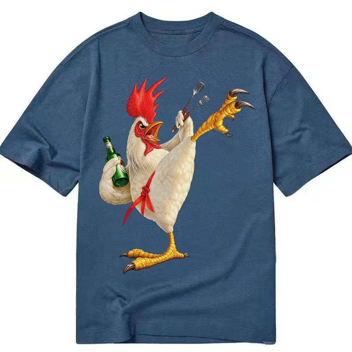 Rooster Printed Unisex Baseball Cap Solid Color Washed Distr Classic T-shirt – Twilight Navy