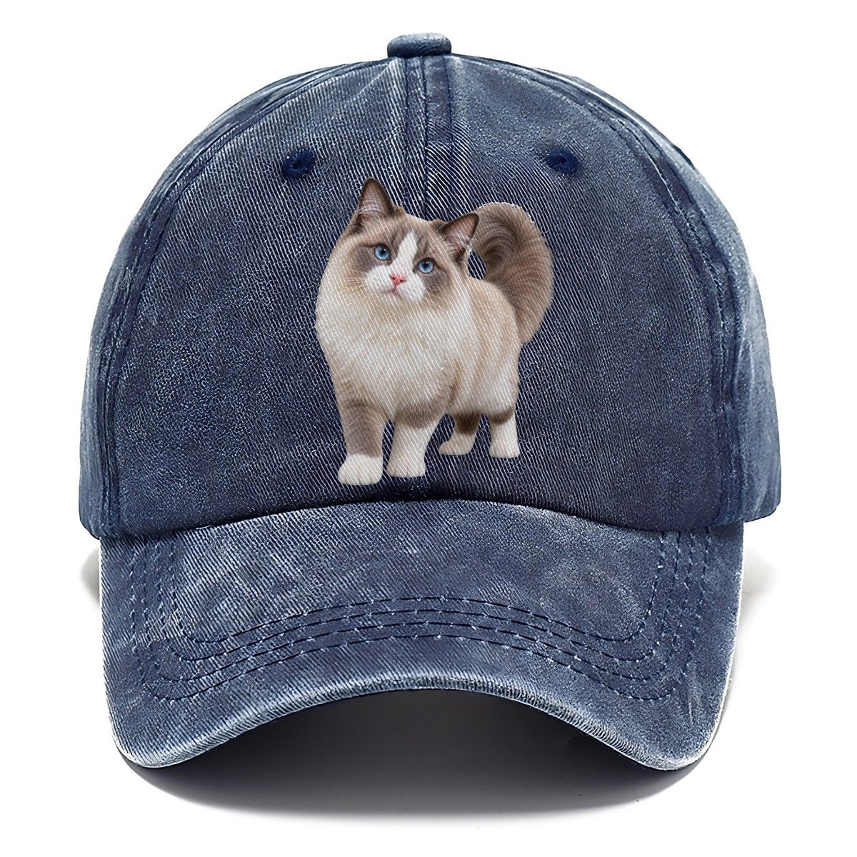 Ragdoll Standing Three Quarter Realistic Cat Portrait Classic Cap – Twilight Navy