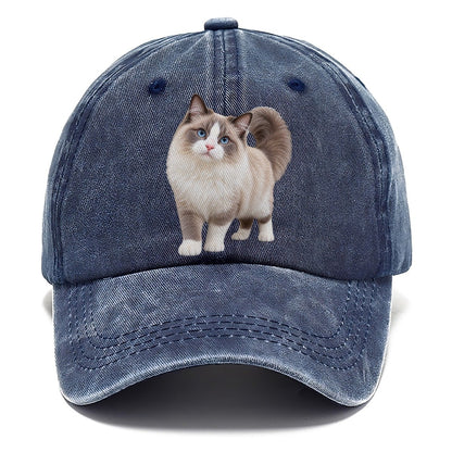 Ragdoll Standing Three Quarter Realistic Cat Portrait Classic Cap – Twilight Navy