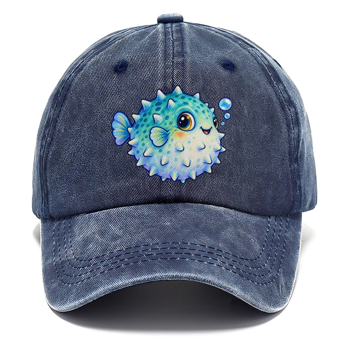 Pufferfish Side Puff Sea Sprite Classic Cap – Twilight Navy