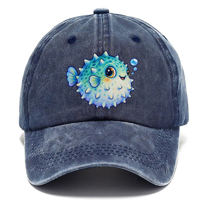 Pufferfish Side Puff Sea Sprite Classic Cap – Twilight Navy