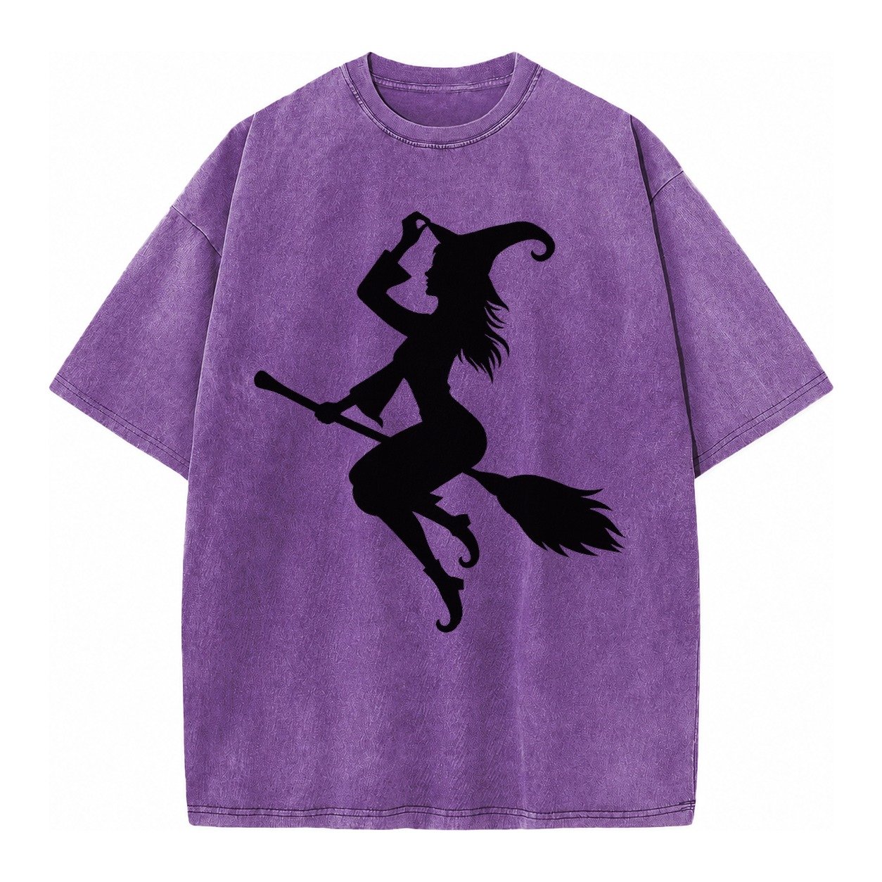 202308151409 Witch On Broom 4 Vintage T-shirt – Purple