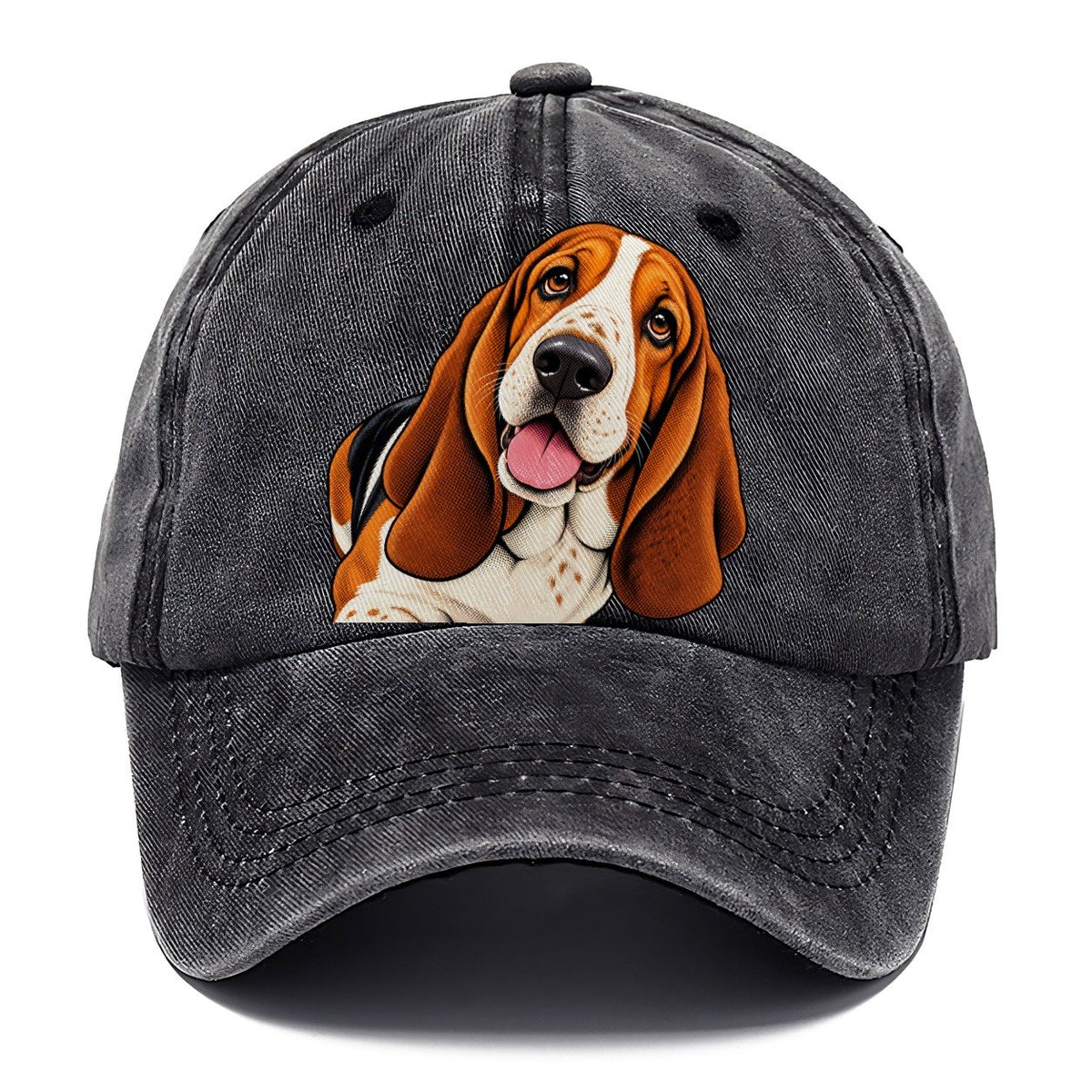 Happy Basset Hound Portrait Classic Cap – Graphite