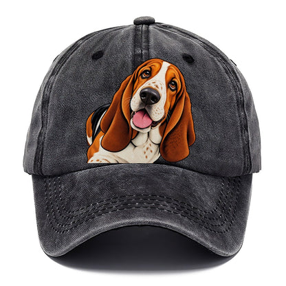 Happy Basset Hound Portrait Classic Cap – Graphite