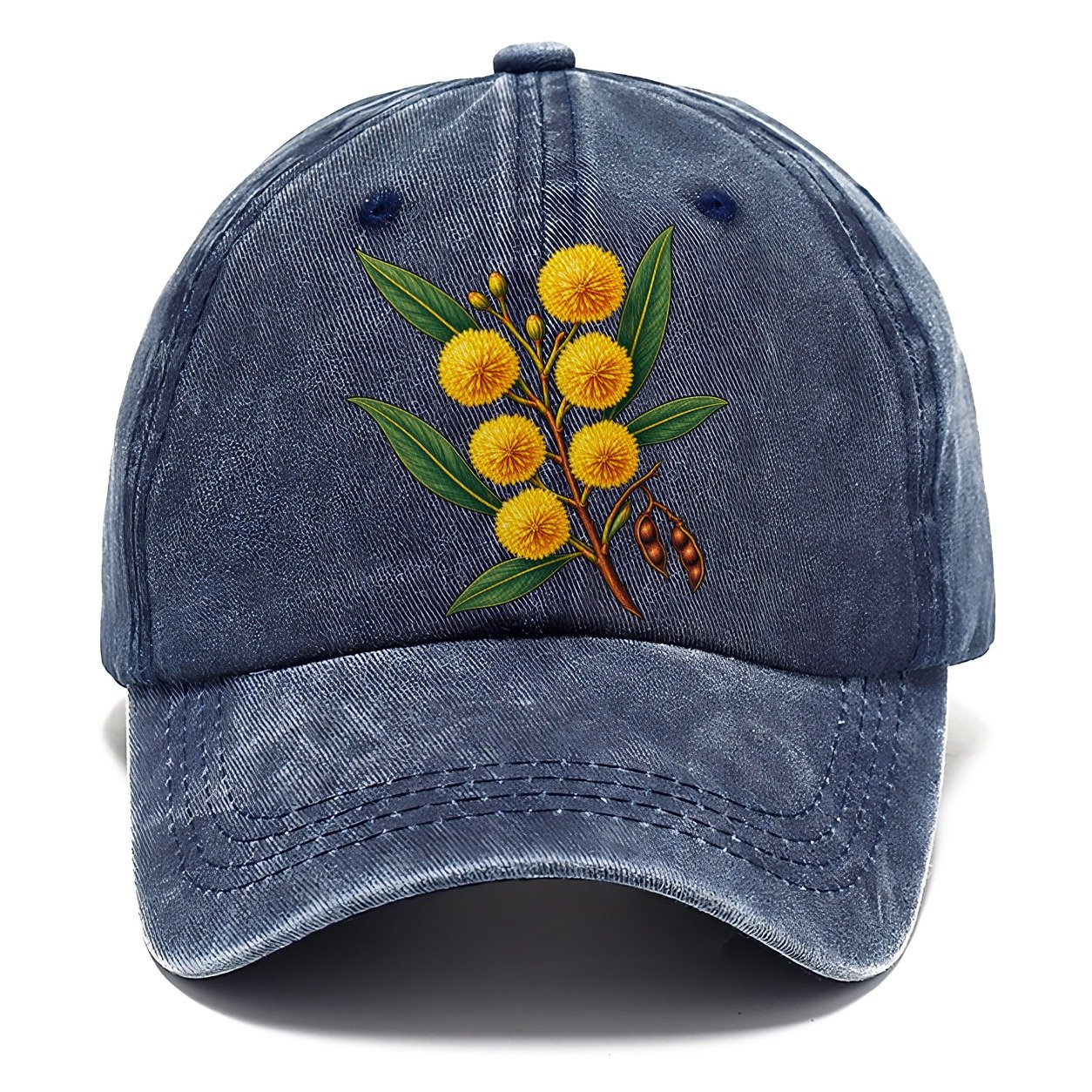 Golden Wattle Flowering Sprig Australia Cultural Icons Classic Cap – Twilight Navy
