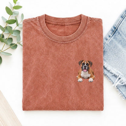 Boxer Lying Down Left Chest Vintage T-shirt – Terracotta