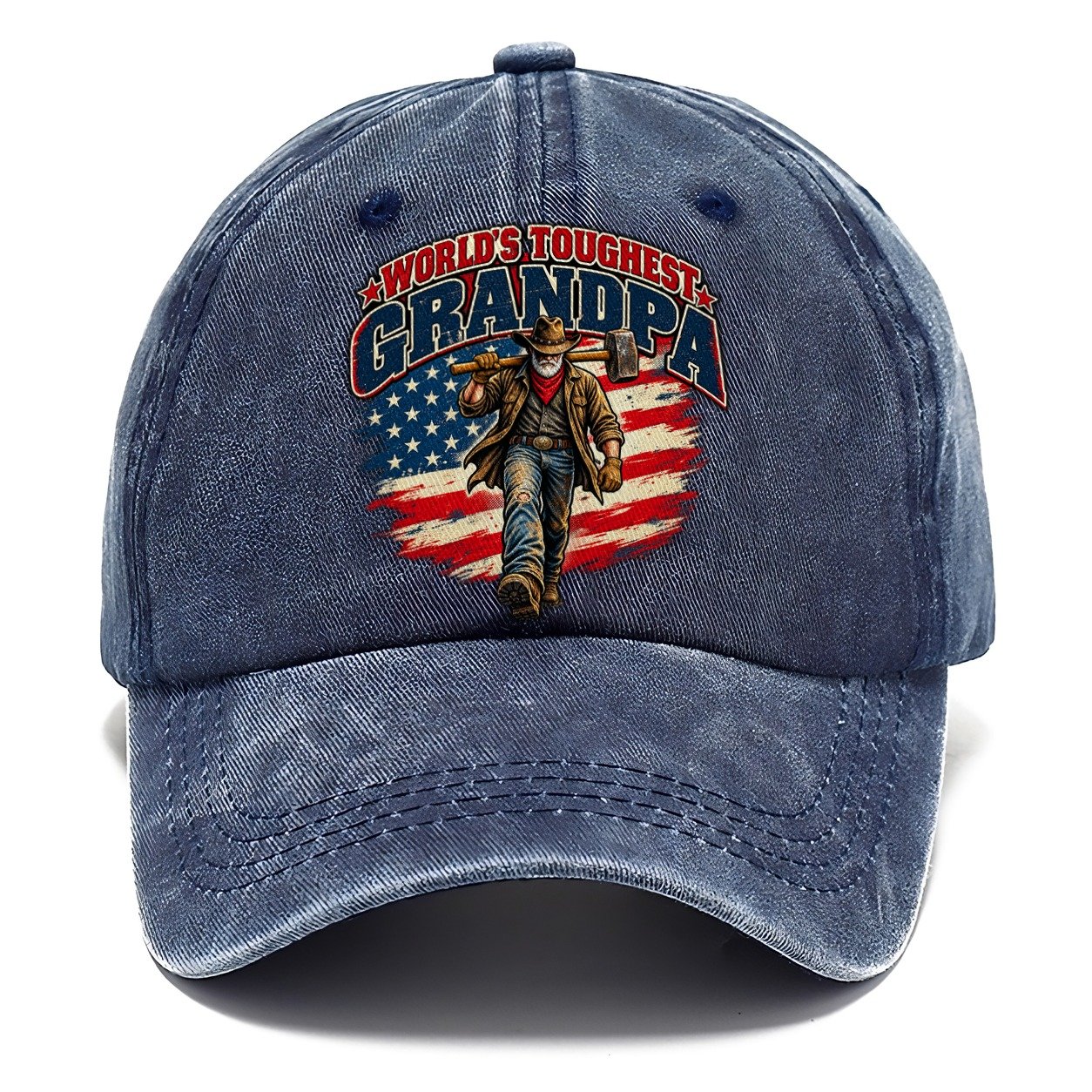 World S Toughest Grandpa Old Man Strong Classic Cap – Twilight Navy