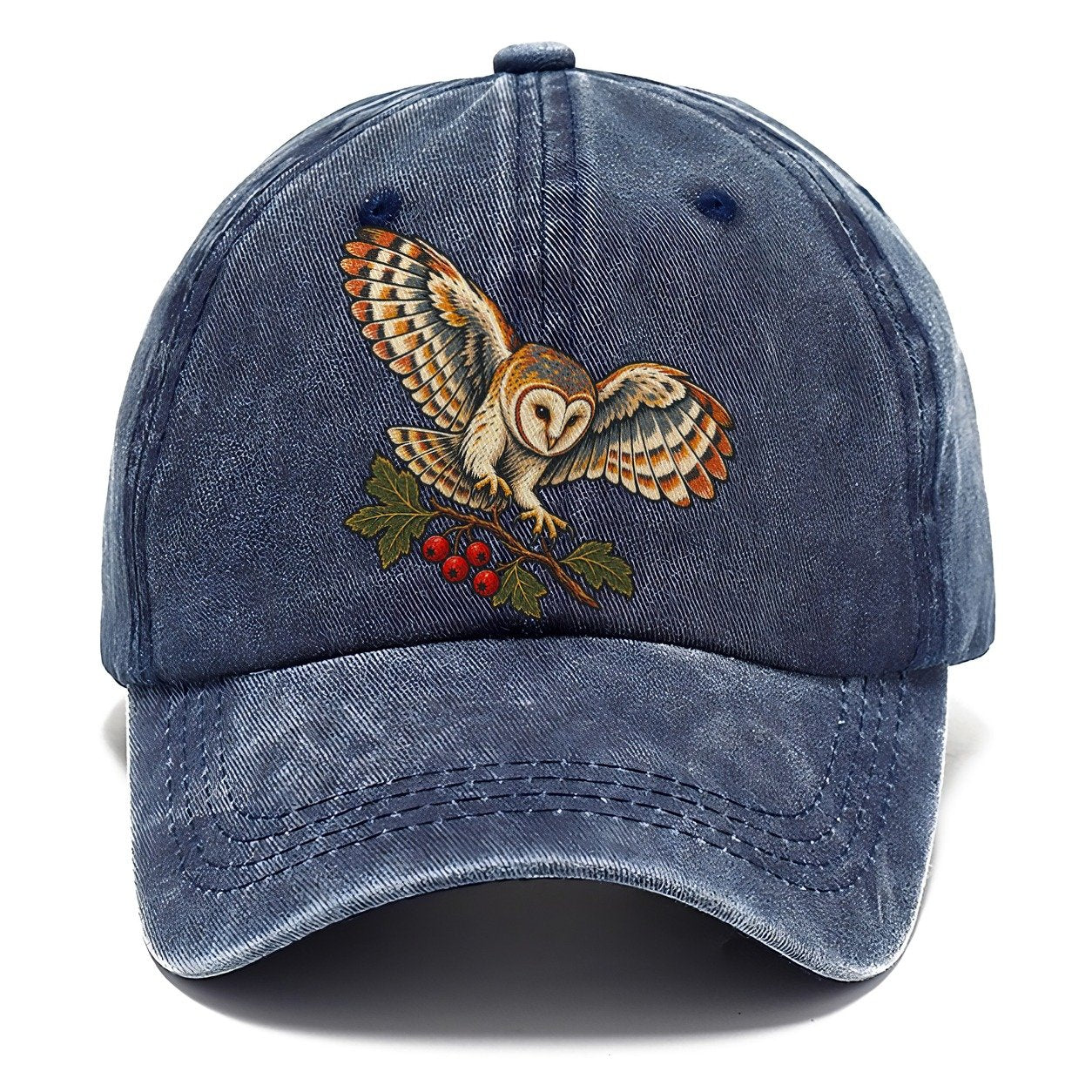 Barn Owl And Hawthorn Berries Uk Culture Heritage Classic Cap – Twilight Navy