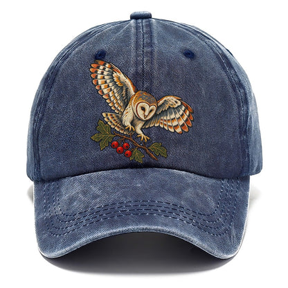 Barn Owl And Hawthorn Berries Uk Culture Heritage Classic Cap – Twilight Navy