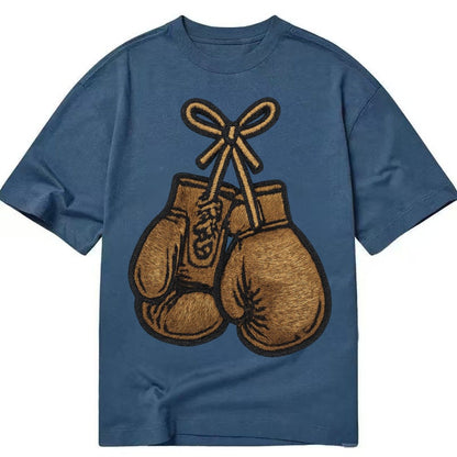 Boxing Gloves Vintage Leather Boxing Gloves With Laces Cross Classic T-shirt – Twilight Navy