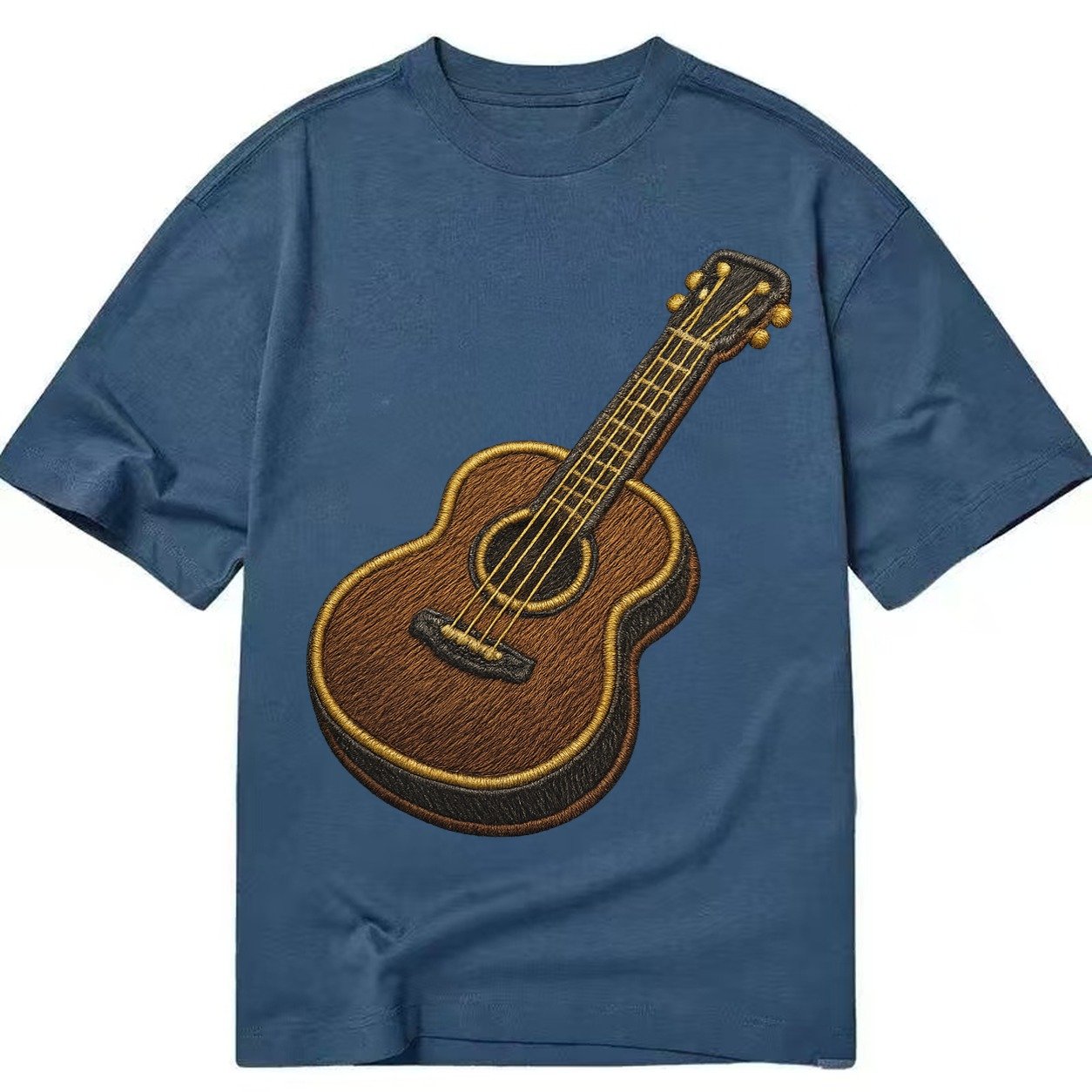 Vintage Guitar Classic Acoustic Guitar With Bronze Strings A Classic T-shirt – Twilight Navy