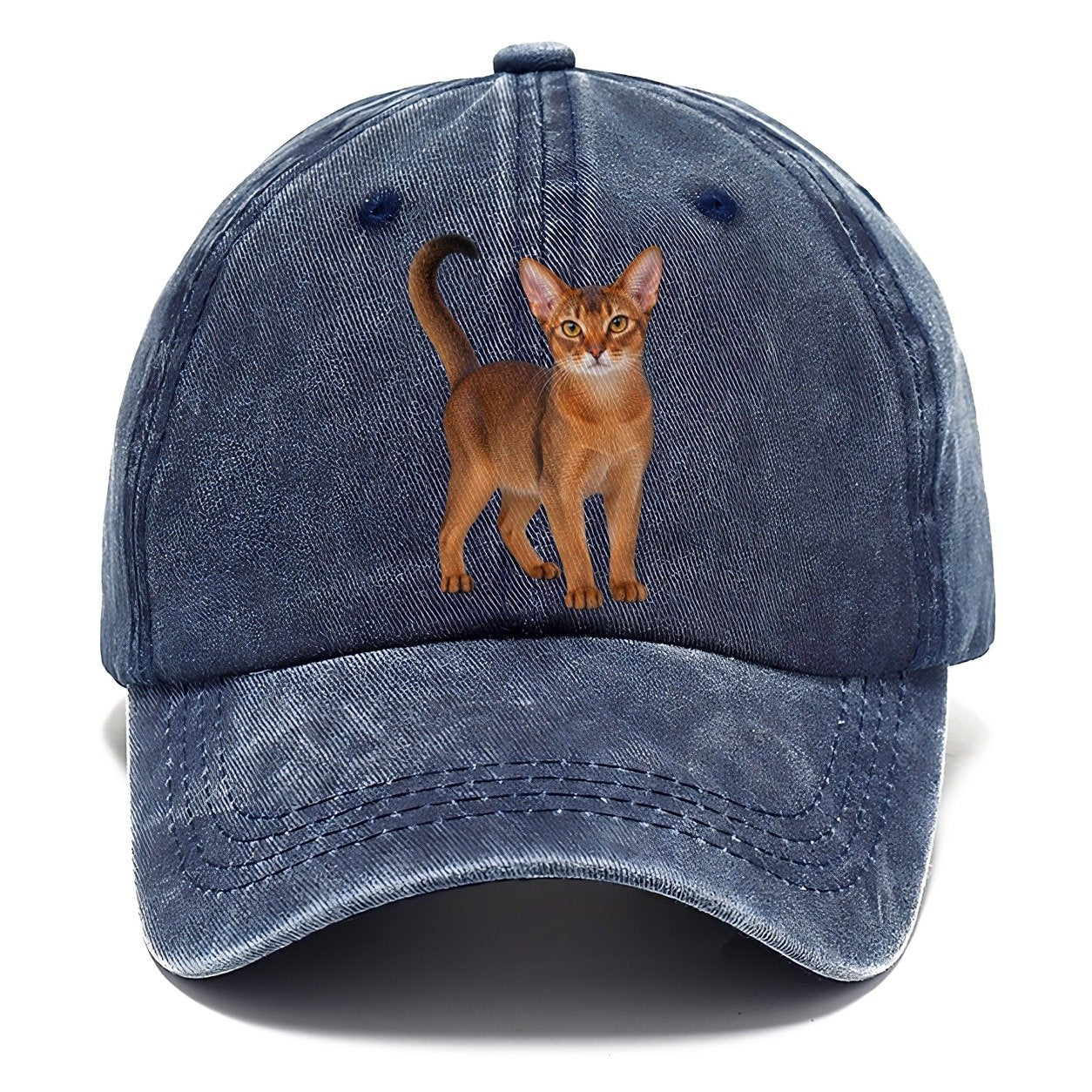 Abyssinian Standing Three Quarter Realistic Cat Portrait Classic Cap – Twilight Navy